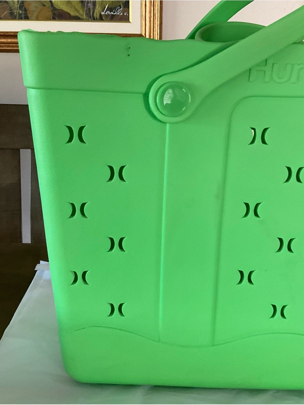 Hurley Mint Green Silicone Waterproof Bag/tote Beach/Travel NWT 16”x 8.5”x 13” - Picture 2 of 9